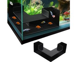 MAGICSHE Aquarium Schuilplaats Decoratie Ornamenten - Aquarium Ondergrondse Tunnel Voor Vis En Garnalen - Schuilplaats Vissen Met 2 Ingangen Zwart Hoekmodel