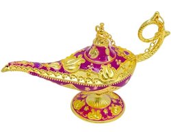 Magische Aladin-lamp – Gouden Decoratie Ornament in Paars – 11 cm x 6,5 cm