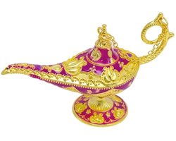 Magische Aladin-lamp – Gouden Decoratie Ornament in Paars – 11 cm x 6,5 cm