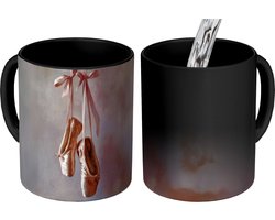 Magische Mok - Foto op Warmte Mokken - Koffiemok - Balletschoenen - Satijn - Aardetinten - Magic Mok - Beker - 350 ML - Theemok
