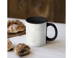 Magische Mok - Foto op Warmte Mokken - Koffiemok - Beige - Marmer print - Aders - Magic Mok - Beker - 350 ML - Theemok
