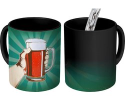 Magische Mok - Foto op Warmte Mokken - Koffiemok - Bierglas - Schuim - Retro - Groen - Magic Mok - Beker - 350 ML - Theemok