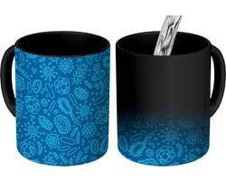 Magische Mok - Foto op Warmte Mokken - Koffiemok - Blauw - Bacteriën - Virussen - Design - Magic Mok - Beker - 350 ML - Theemok