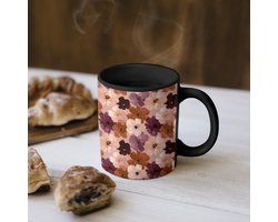 Magische Mok - Foto op Warmte Mokken - Koffiemok - Bloemen - Abstract - Aardetinten - Magic Mok - Beker - 350 ML - Theemok