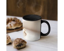 Magische Mok - Foto op Warmte Mokken - Koffiemok - Cappuccino - Schuim - Schotel - Beige - Magic Mok - Beker - 350 ML - Theemok