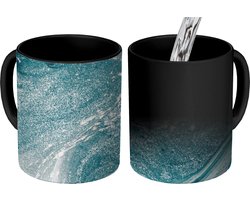 Magische Mok - Foto op Warmte Mokken - Koffiemok - Edelstenen - Blauw - Natuur - Marmer - Abstract - Magic Mok - Beker - 350 ML - Theemok