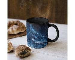 Magische Mok - Foto op Warmte Mokken - Koffiemok - Golven - Blauw - Schuim - Magic Mok - Beker - 350 ML - Theemok