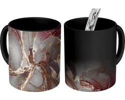Magische Mok - Foto op Warmte Mokken - Koffiemok - Goud - Marmer - Paars - Magic Mok - Beker - 350 ML - Theemok