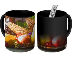 Magische Mok - Foto op Warmte Mokken - Koffiemok - Groente - Fruit - Rustiek - Tafel - Magic Mok - Beker - 350 ML - Theemok