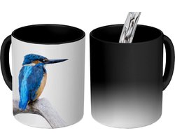 Magische Mok - Foto op Warmte Mokken - Koffiemok - IJsvogel - Tak - Snavel - Magic Mok - Beker - 350 ML - Theemok