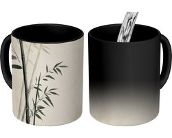 Magische Mok - Foto op Warmte Mokken - Koffiemok - Japandi - Bamboe - Beige - Magic Mok - Beker - 350 ML - Theemok