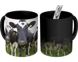 Magische Mok - Foto op Warmte Mokken - Koffiemok - Koeien - Gras - Lente - Dieren - Weiland - Boerderij - Magic Mok - Beker - 350 ML - Theemok