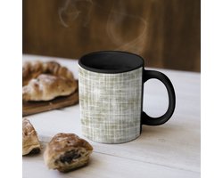 Magische Mok - Foto op Warmte Mokken - Koffiemok - Linnen - Patroon - Groen - Magic Mok - Beker - 350 ML - Theemok