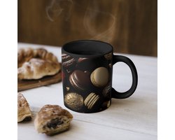 Magische Mok - Foto op Warmte Mokken - Koffiemok - Macarons - Rood - Hart - Magic Mok - Beker - 350 ML - Theemok