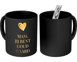 Magische Mok - Foto op Warmte Mokken - Koffiemok - Mam jij bent goud waard - Quotes - Moeder - Spreuken - Magic Mok - Beker - 350 ML - Theemok - Mok met tekst