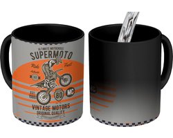 Magische Mok - Foto op Warmte Mokken - Koffiemok - Mancave - Crossmotor - Vintage - Quotes - Magic Mok - Beker - 350 ML - Theemok - Vaderdag cadeau - Geschenk - Cadeautje voor hem - Tip - Mannen