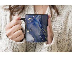 Magische Mok - Foto op Warmte Mokken - Koffiemok - Marmer - Goud - Abstract - Blauw - Magic Mok - Beker - 350 ML - Theemok