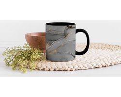 Magische Mok - Foto op Warmte Mokken - Koffiemok - Marmer - Goud - Grijs - Magic Mok - Beker - 350 ML - Theemok