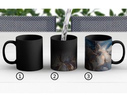 Magische Mok - Foto op Warmte Mokken - Koffiemok - Marmer - Grijs - Blauw - Luxe - Goud - Magic Mok - Beker - 350 ML - Theemok