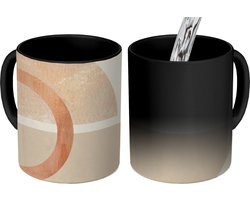 Magische Mok - Foto op Warmte Mokken - Koffiemok - Marmer - Roze - Beige - Magic Mok - Beker - 350 ML - Theemok