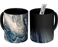 Magische Mok - Foto op Warmte Mokken - Koffiemok - Marmer - Verf - Glitter - Goud - Magic Mok - Beker - 350 ML - Theemok