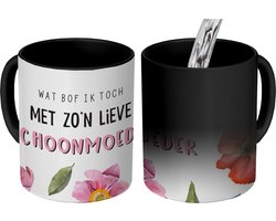 Magische Mok - Foto op Warmte Mokken - Koffiemok - Moederdag cadeautje - Quotes - Schoonmoeder - Moederdag - Magic Mok - Beker - 350 ML - Theemok - Mok met tekst