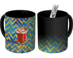 Magische Mok - Foto op Warmte Mokken - Koffiemok - Mok - Koffie - Zigzag - Slagroom - Magic Mok - Beker - 350 ML - Theemok
