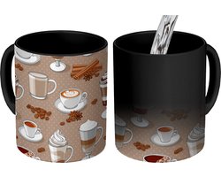 Magische Mok - Foto op Warmte Mokken - Koffiemok - Patronen - Koffie - Cappuccino - Chocolade - Magic Mok - Beker - 350 ML - Theemok