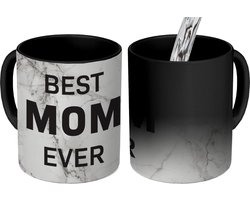 Magische Mok - Foto op Warmte Mokken - Koffiemok - Spreuken - Quotes Best Mom Ever - Marmer - Moederdag - Mam - Magic Mok - Beker - 350 ML - Theemok - Mok met tekst