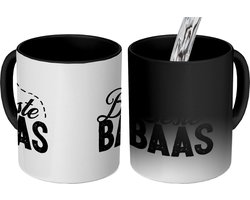 Magische Mok - Foto op Warmte Mokken - Koffiemok - Spreuken - Quotes - 'Beste baas' - Magic Mok - Beker - 350 ML - Theemok - Mok met tekst