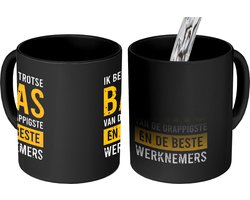Magische Mok - Foto op Warmte Mokken - Koffiemok - Spreuken - Quotes - 'Ik ben de trotse baas van de grappigste en de beste werknemers' - Baas - Magic Mok - Beker - 350 ML - Theemok - Mok met tekst