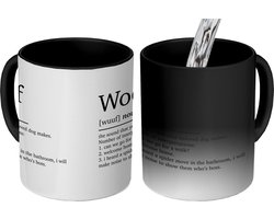 Magische Mok - Foto op Warmte Mokken - Koffiemok - Spreuken - Woof - Woordenboek - Quotes - Honden - Woef definitie - Magic Mok - Beker - 350 ML - Theemok - Mok met tekst