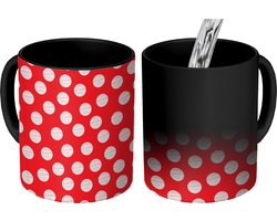 Magische Mok - Foto op Warmte Mokken - Koffiemok - Stippen - Polka dot - Patronen - Rood - Wit - Magic Mok - Beker - 350 ML - Theemok