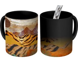 Magische Mok - Foto op Warmte Mokken - Koffiemok - Tijgerprint - Goud - Marmer - Magic Mok - Beker - 350 ML - Theemok