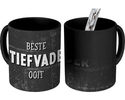 Magische Mok - Foto op Warmte Mokken - Koffiemok - Vaderdag - Stiefvader - Quote - Beste stiefvader ooit - Spreuken - Magic Mok - Beker - 350 ML - Theemok - Mok met tekst - Vaderdag cadeau - Geschenk - Cadeautje voor hem - Tip - Mannen
