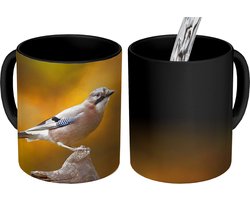 Magische Mok - Foto op Warmte Mokken - Koffiemok - Vogel - Tak - Vlaamse gaai - Magic Mok - Beker - 350 ML - Theemok