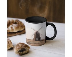 Magische Mok - Foto op Warmte Mokken - Koffiemok - Windmolens - Landschap - Veld - Magic Mok - Beker - 350 ML - Theemok