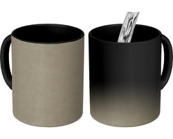Magische Mok - Foto op Warmte Mokken - Koffiemok - Zandkleur - Korrelige structuur - Beton print - Magic Mok - Beker - 350 ML - Theemok