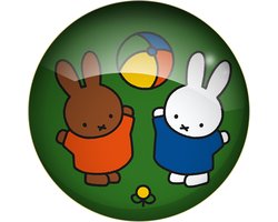 Magneet Glas - Nijntje en Nina met Bal - Groen - Originele Licentie - Dick Bruna - 4cm