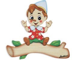 Magneetbord Pinokkio hout 16 x 15 cm | Bartolucci