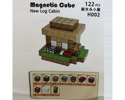 Magnetic cube H002 - magneetblokken – magnetisch speelgoed - New Log Cabin - blokhut - 122 pcs - 3+