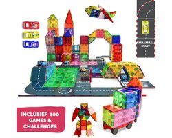 Magnetic Tiles - 193 Stuks - Auto's & Racebaan XL - Magnetische Tegels & Toppers - Magna Magnetisch Speelgoed Sinterklaas Cadeau Jongens Meisjes - Formule 1 - Educatief Mind Montessori Kinderspeelgoed 3 Jaar, 4 jaar, 5 jaar, 6 jaar, 7 jaar, 8 jaar