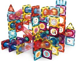 Magnetic Tiles - Speelgoed - 100 Stuks - Knikkerbaan - Magnetische Tegels - Montessori - Bouwstenen - Blokken - Magna Wereld - Voor 3, 4, 5, 6, 7, 8, 9 Jaar - Kinderen - Olvy