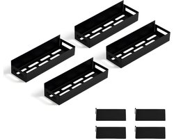 Magnetisch bakje - 4 stuks - Opbergrek - Kruidenrek - Wandrek - Organizer - Organizer bakjes - Kruidenrek ophangbaar - Magnetisch - Zwart - Inclusief scheidingen