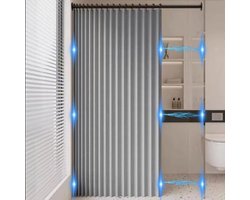 Magnetisch douchezijde gordijn, opvouwbaar en waterdicht voor badkamer, grijs, 100 x 180 cm