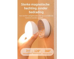 Magnetische Bewegingssensor Draadloze Wandlamp -Oplaadbare Muurverlichting voor Gang - Draadloze wandlamp voor binnen - Wandlamp Binnen – Oplaadbare Wandlamp - 360° Rotatie – Draadloze Nachtlamp voor Keuken - Gang