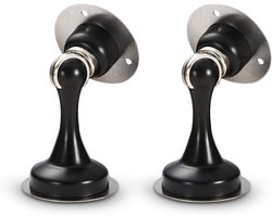 Magnetische deurstop - Deurstopper Magnetische Deurvanger - Deurstopper Magnetische Deurvanger - Heavy Duty Deurstopper extra sterk - Binnen - Binnen Deurstoppers - Magnetisch - RVS Metaal Chroom - 2 Pack - zwart