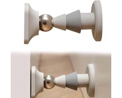 Magnetische deurstopper - siliconen - anti-botsing - grijze vloerstickers - slaapkamer en badkamer - handige oplossing