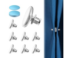 Magnetische douchegordijnclips - luchtdichte sluiting - 8 stuks - zilver - legering en magneet