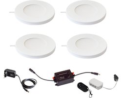 Magnetische in- & opbouw spot set - 4-pack - dimbaar - Plug & Play - warm wit - 2700K - 2,2W - keukenverlichting - kastverlichting - LED Inbouwspot (Ø55mm) - led spot - spotjes